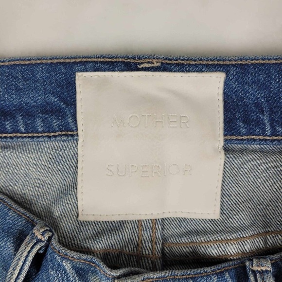 MOTHER Superior Vagabond Mini Fray Skirt Women Size 25 Blue‎ Denim USA Print - Picture 4 of 12